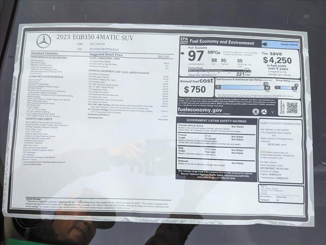 new 2023 Mercedes-Benz EQB 350 car, priced at $70,165