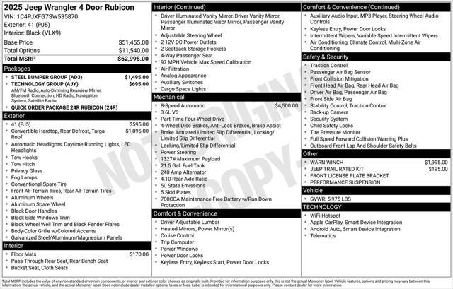 new 2025 Jeep Wrangler car, priced at $66,528