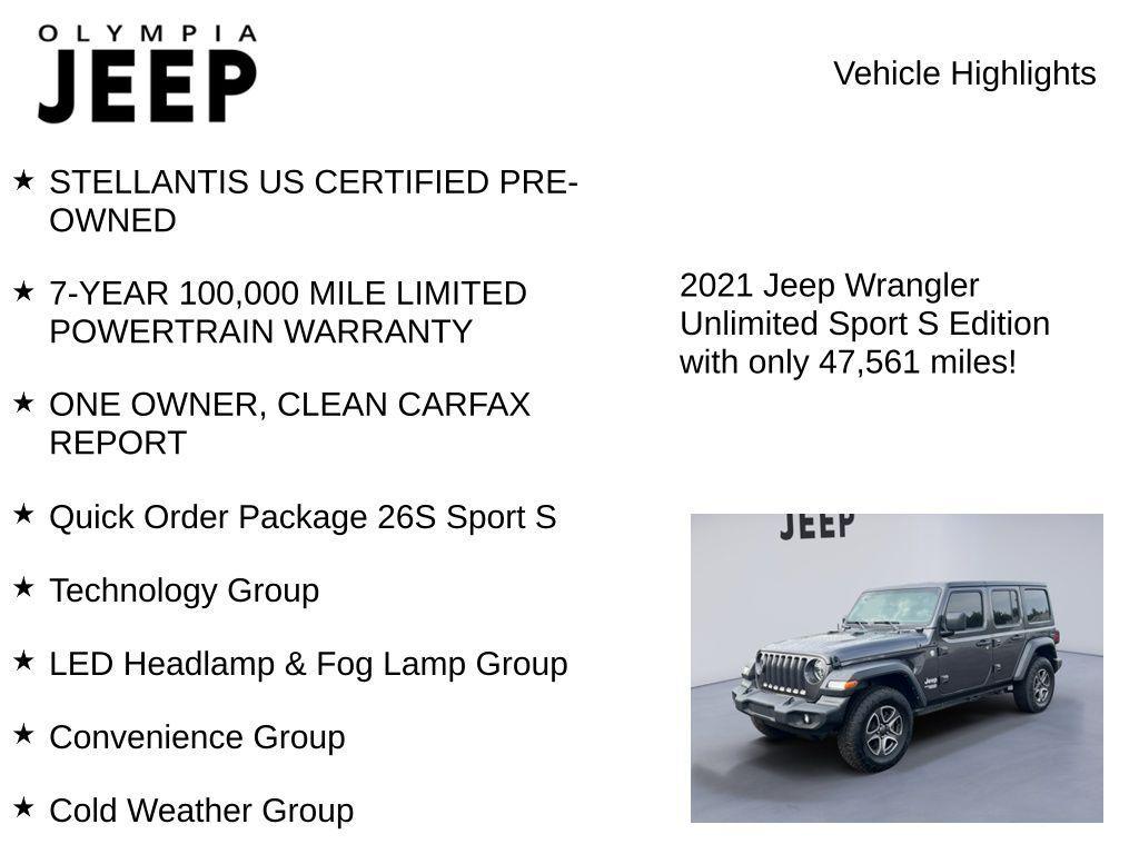 used 2021 Jeep Wrangler Unlimited car, priced at $30,488