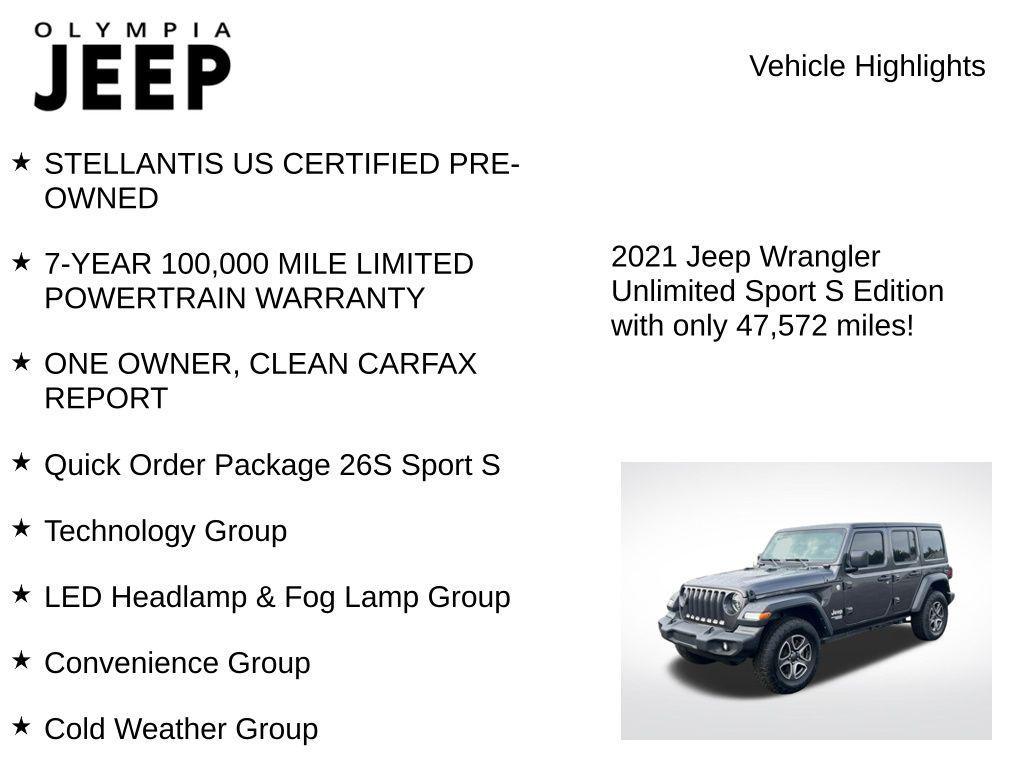 used 2021 Jeep Wrangler Unlimited car, priced at $32,998