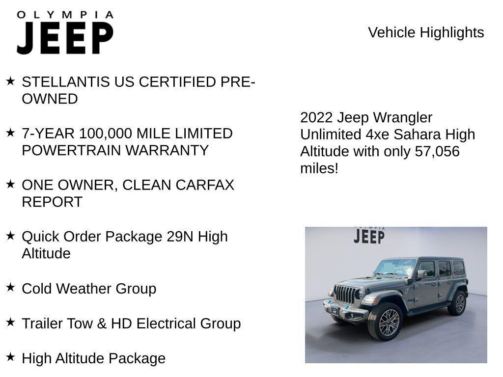 used 2022 Jeep Wrangler Unlimited 4xe car, priced at $33,288