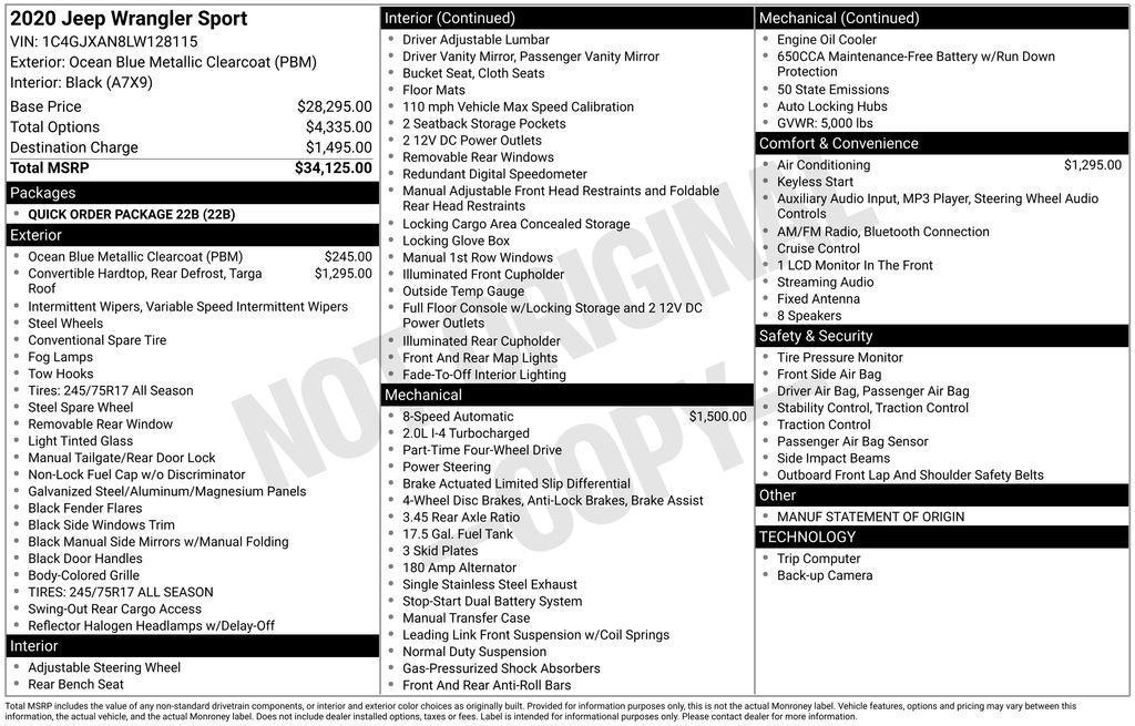 used 2020 Jeep Wrangler car, priced at $22,448