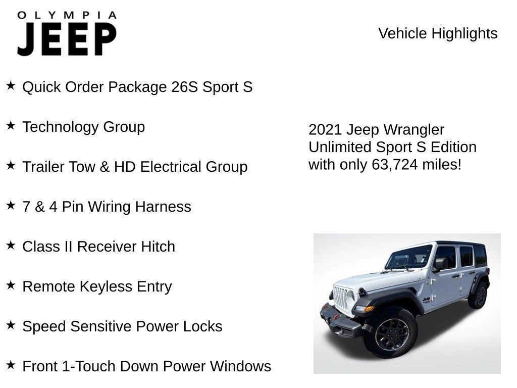 used 2021 Jeep Wrangler Unlimited car, priced at $30,998