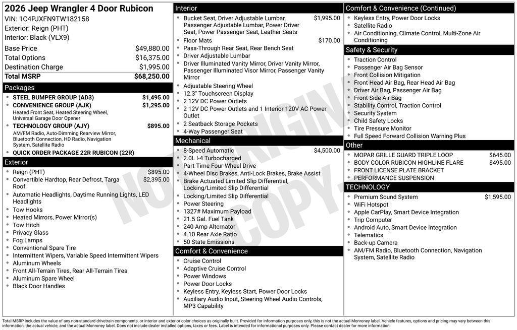 new 2026 Jeep Wrangler car, priced at $66,250