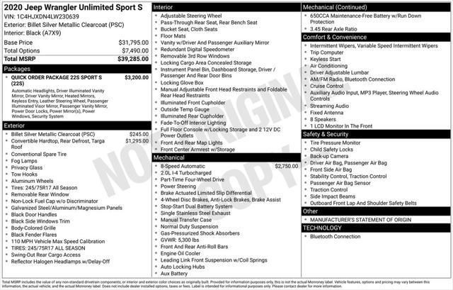 used 2020 Jeep Wrangler Unlimited car, priced at $28,333