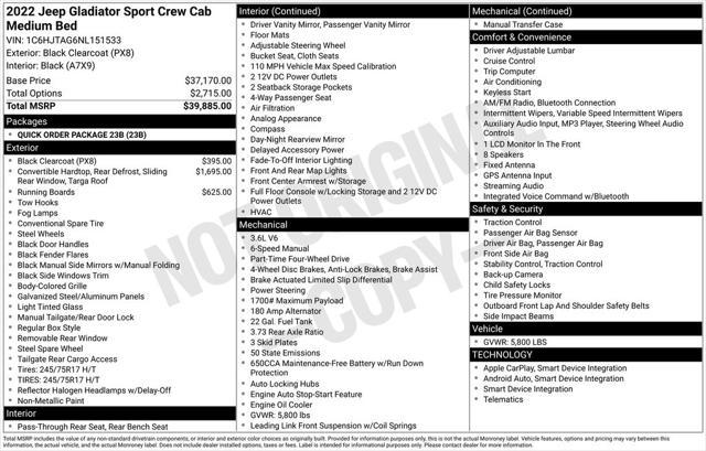 used 2022 Jeep Gladiator car, priced at $32,292