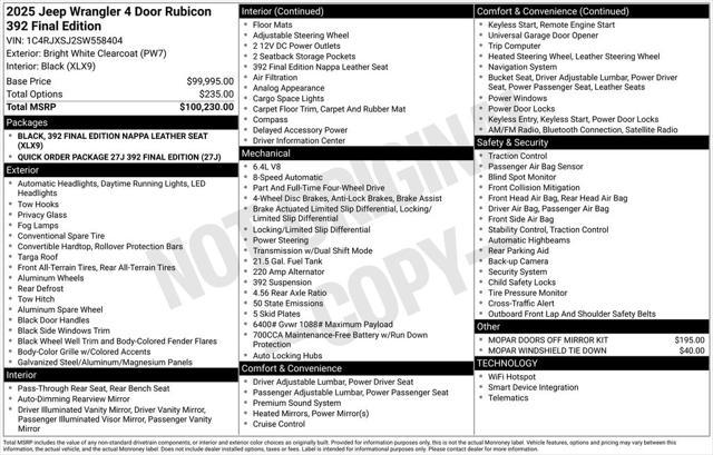 new 2025 Jeep Wrangler car, priced at $98,427