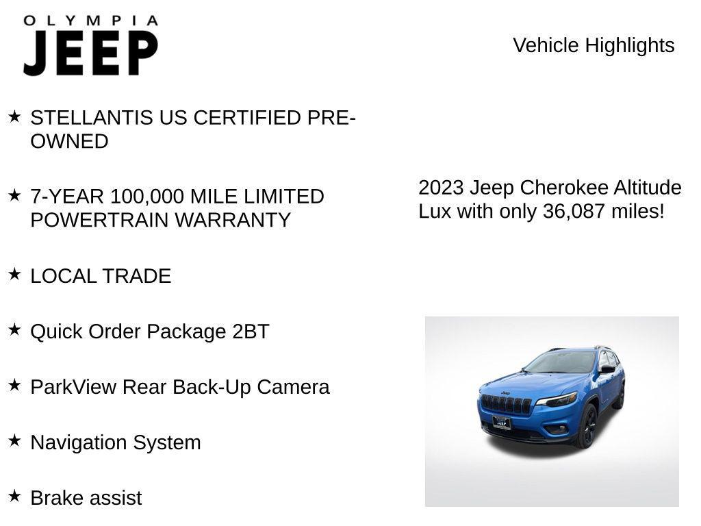 used 2023 Jeep Cherokee car, priced at $22,998