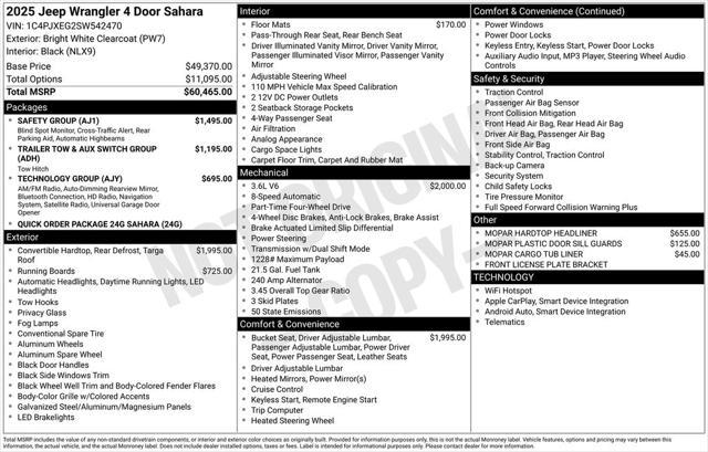 new 2025 Jeep Wrangler car, priced at $60,367