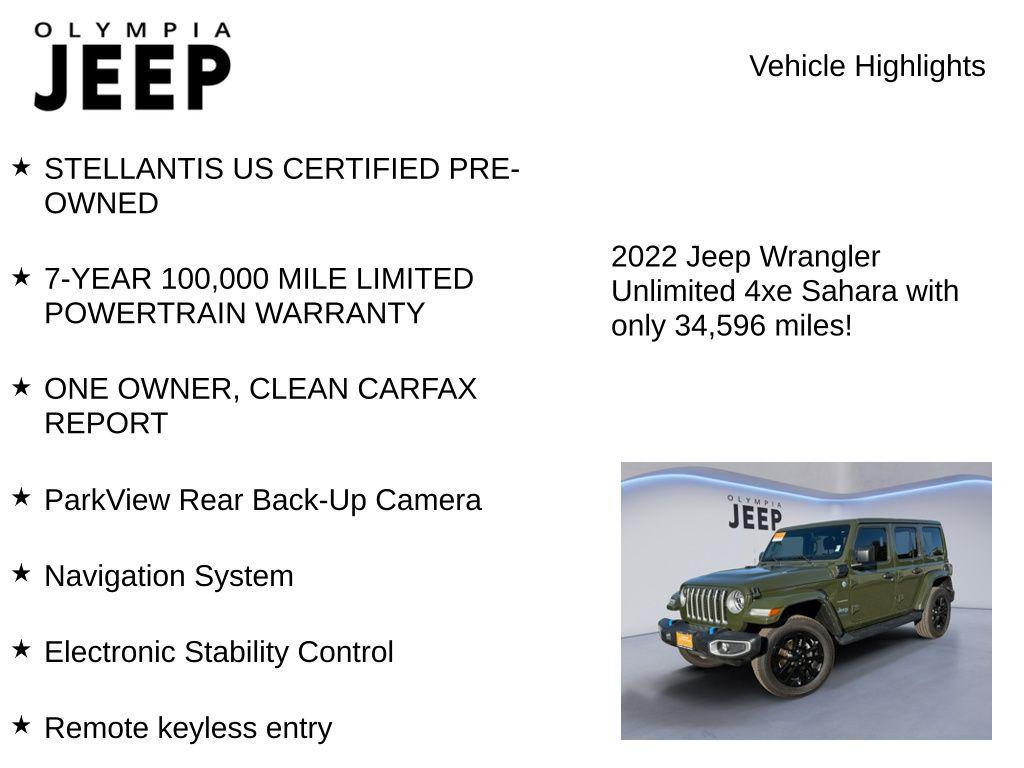 used 2022 Jeep Wrangler Unlimited 4xe car, priced at $30,978