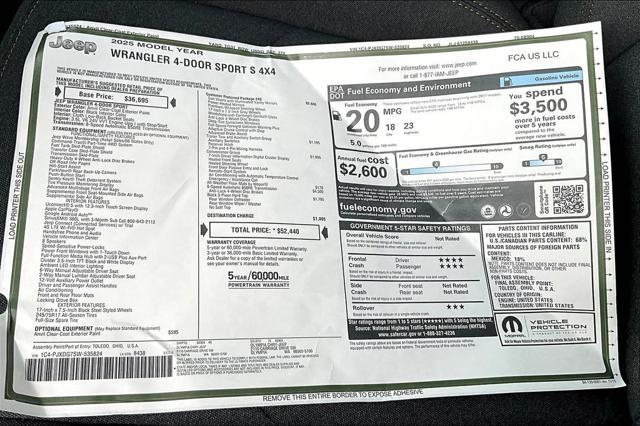 new 2025 Jeep Wrangler car, priced at $48,081