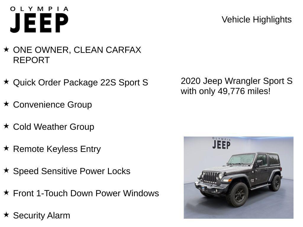 used 2020 Jeep Wrangler car, priced at $24,778