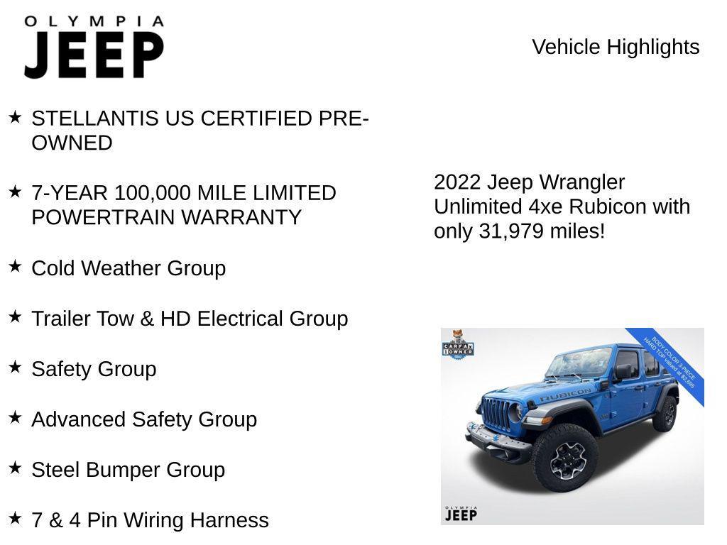 used 2022 Jeep Wrangler Unlimited 4xe car, priced at $33,498
