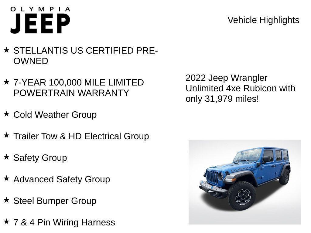 used 2022 Jeep Wrangler Unlimited 4xe car, priced at $33,498