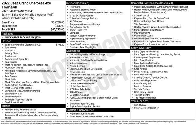 used 2022 Jeep Grand Cherokee 4xe car, priced at $36,497