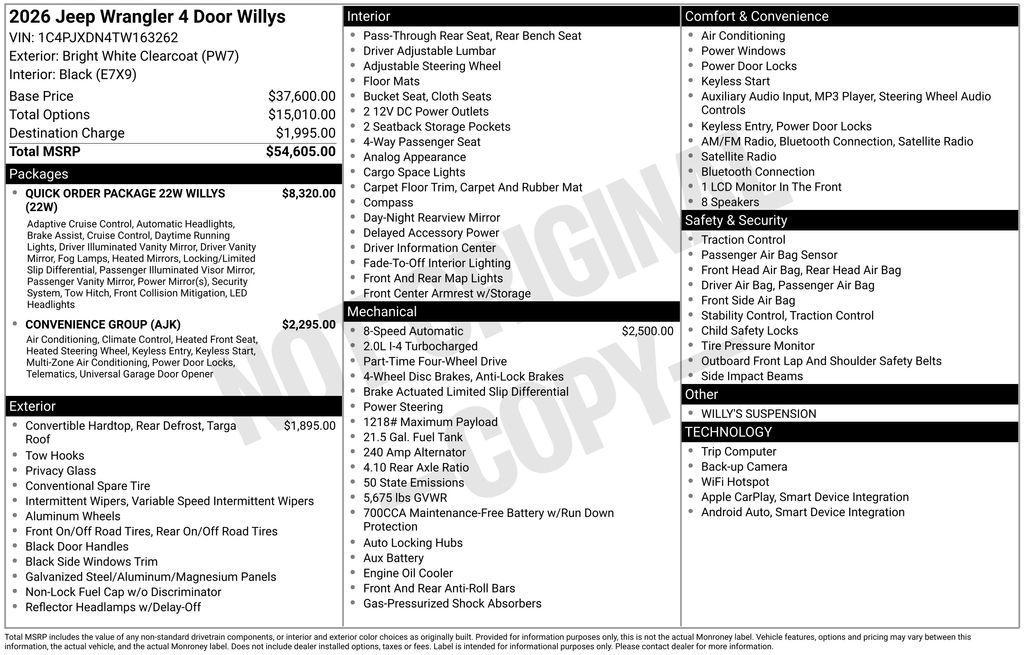 new 2026 Jeep Wrangler car, priced at $48,070