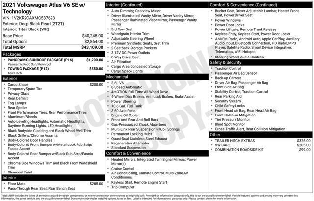 used 2021 Volkswagen Atlas car, priced at $29,488