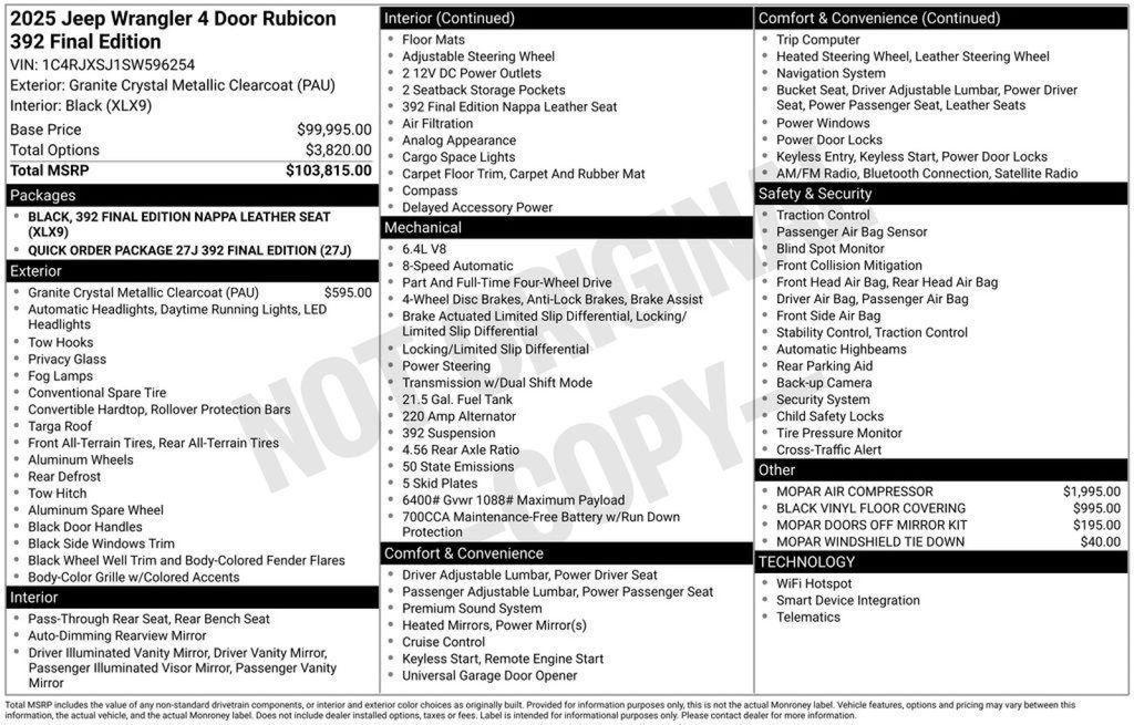 new 2025 Jeep Wrangler car, priced at $95,487