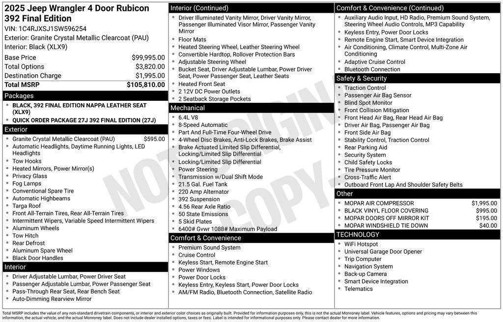 new 2025 Jeep Wrangler car, priced at $95,487