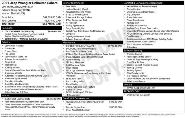 used 2021 Jeep Wrangler Unlimited car, priced at $30,788