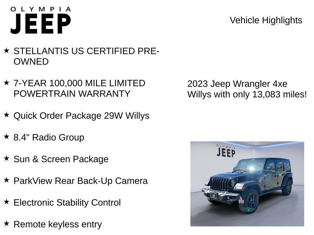 used 2023 Jeep Wrangler 4xe car, priced at $34,998