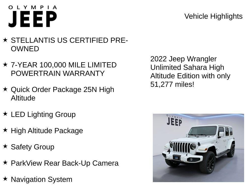 used 2022 Jeep Wrangler Unlimited car, priced at $34,488