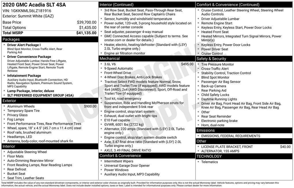 used 2020 GMC Acadia car