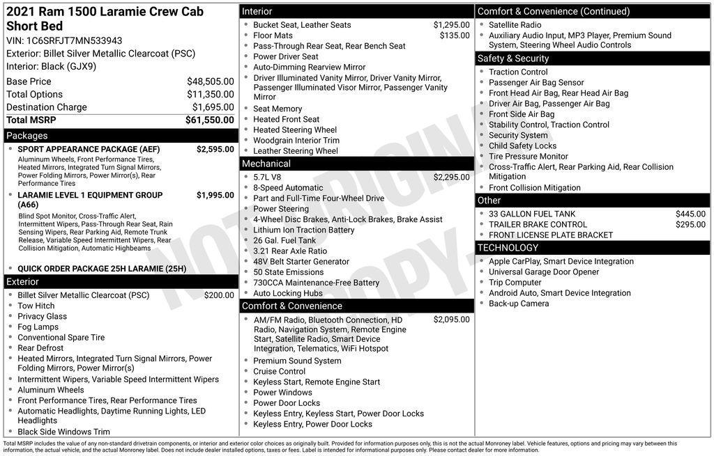 used 2021 Ram 1500 car, priced at $34,988
