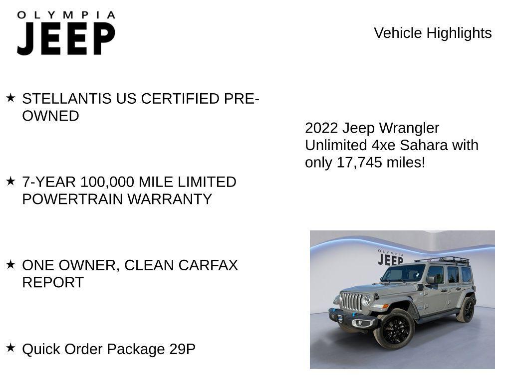 used 2022 Jeep Wrangler Unlimited 4xe car, priced at $34,298
