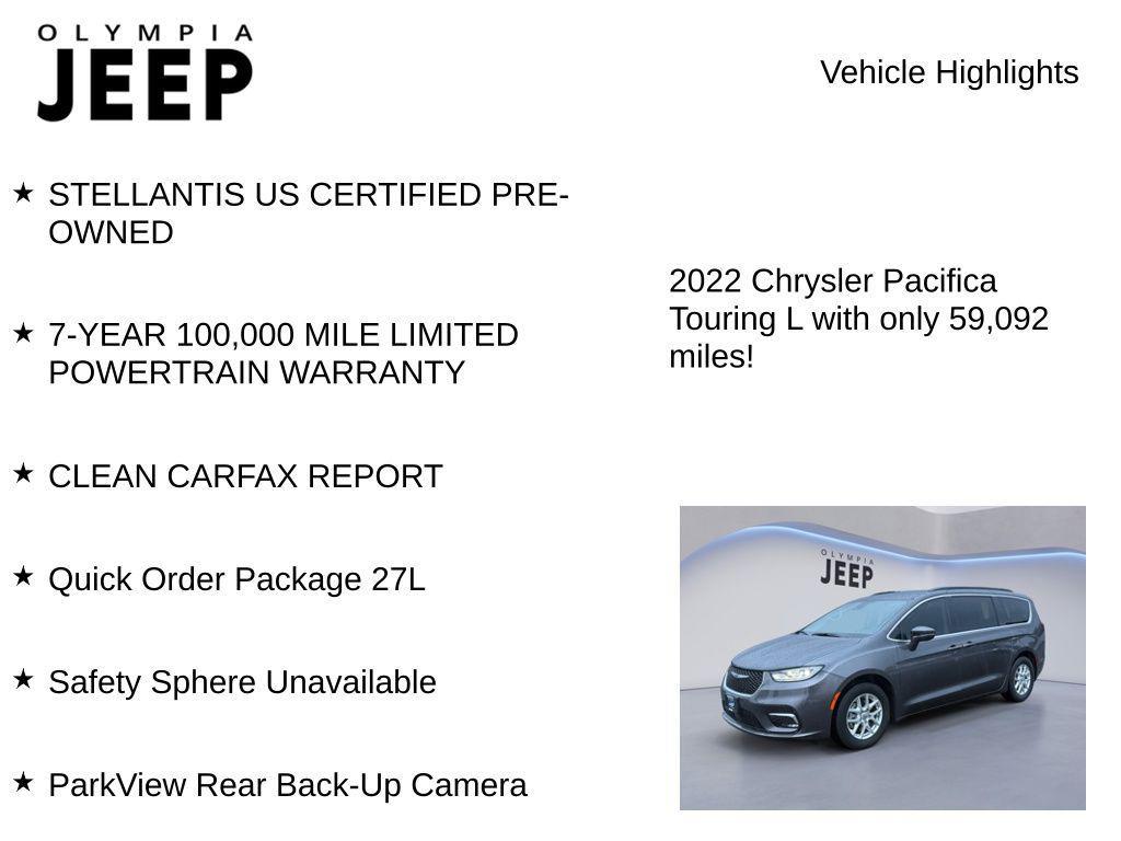 used 2022 Chrysler Pacifica car, priced at $23,998