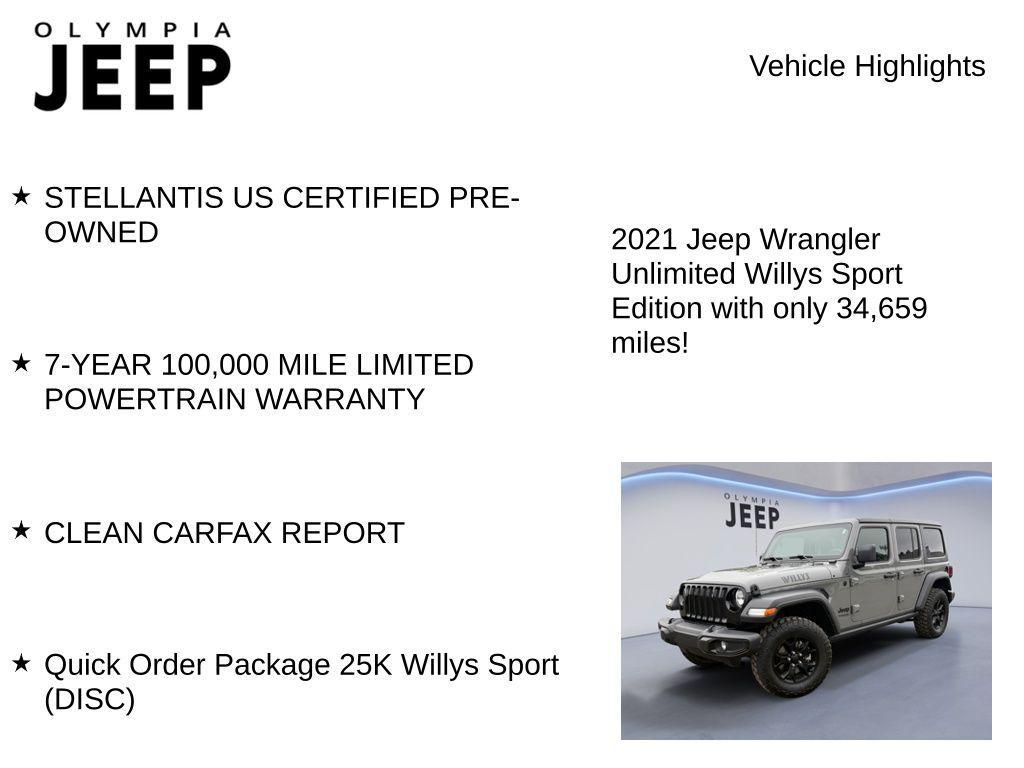 used 2021 Jeep Wrangler Unlimited car, priced at $31,998