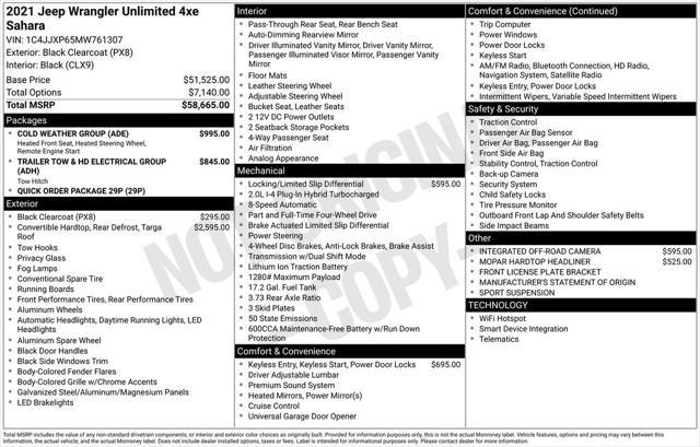 used 2021 Jeep Wrangler Unlimited 4xe car, priced at $32,469