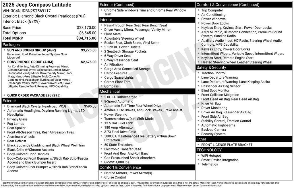 new 2025 Jeep Compass car, priced at $35,310