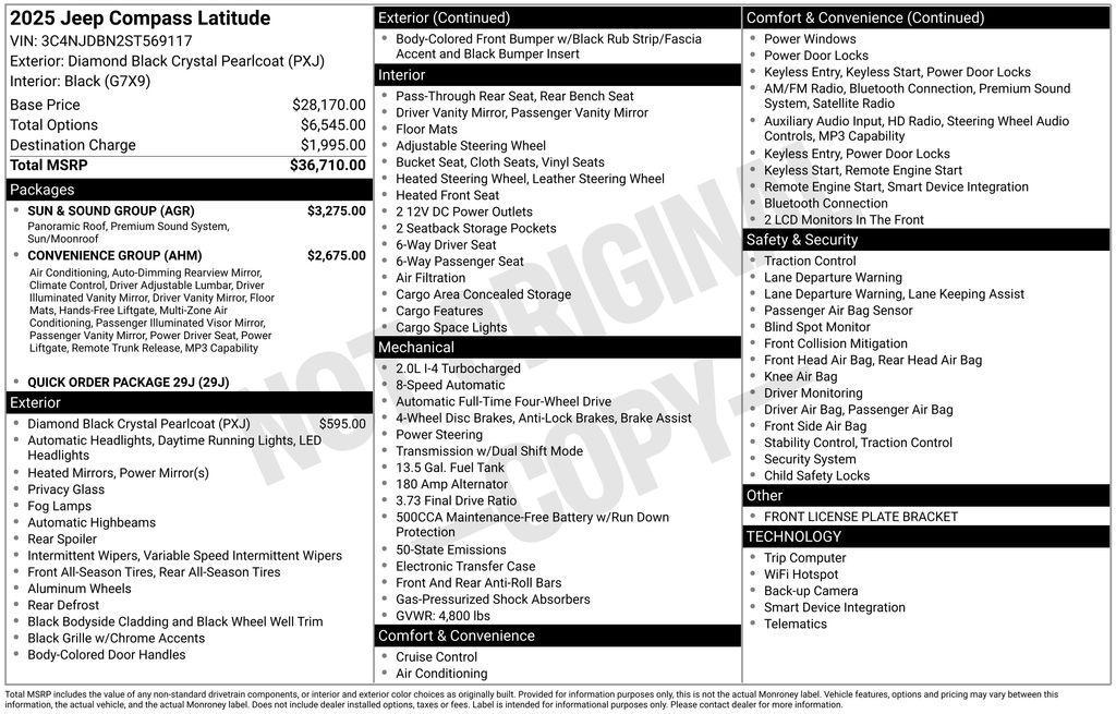 new 2025 Jeep Compass car, priced at $30,310