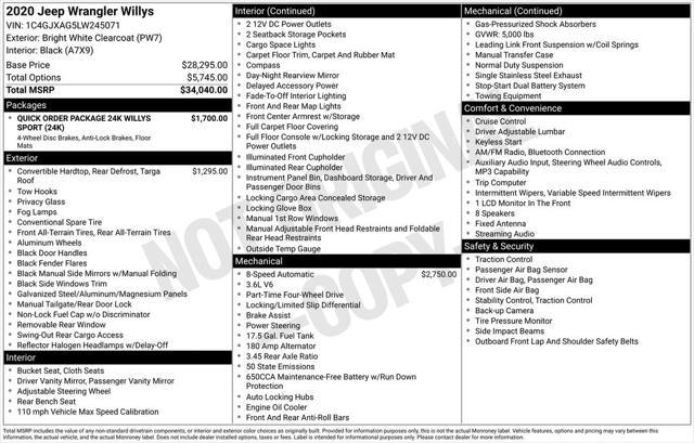 used 2020 Jeep Wrangler car, priced at $26,998