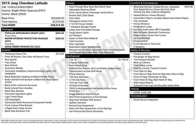 used 2019 Jeep Cherokee car, priced at $14,488