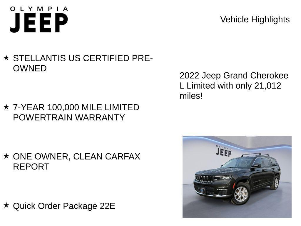 used 2022 Jeep Grand Cherokee L car, priced at $30,998
