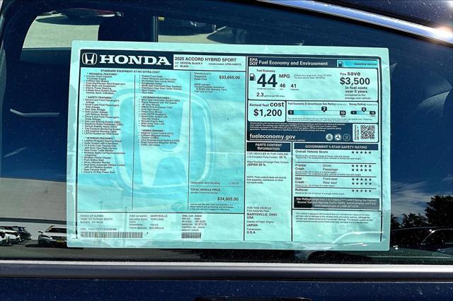 new 2025 Honda Accord Hybrid car, priced at $33,499