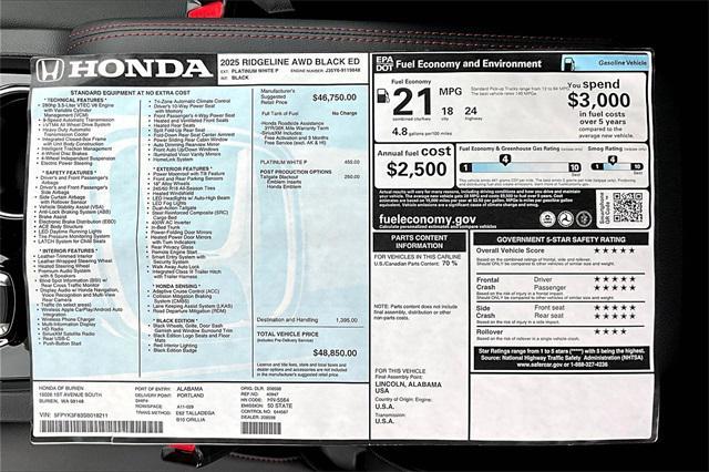 new 2025 Honda Ridgeline car, priced at $44,999