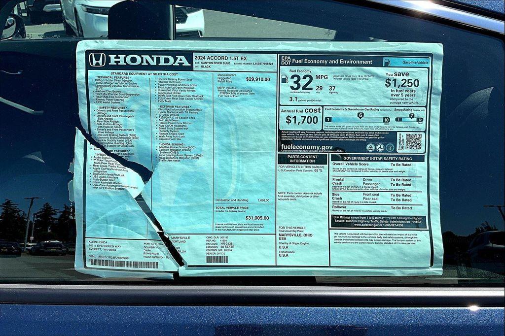new 2024 Honda Accord car, priced at $26,999