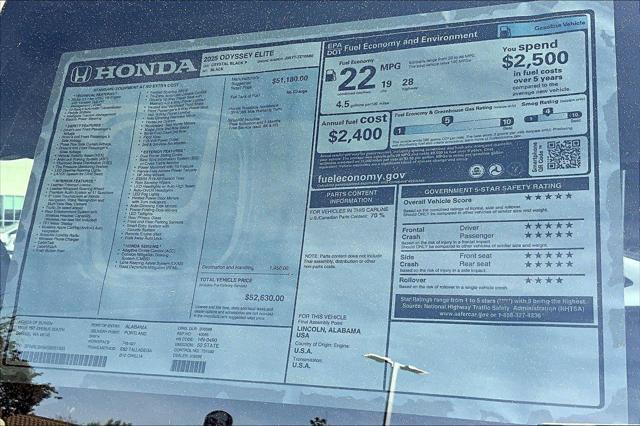 new 2025 Honda Odyssey car, priced at $49,999