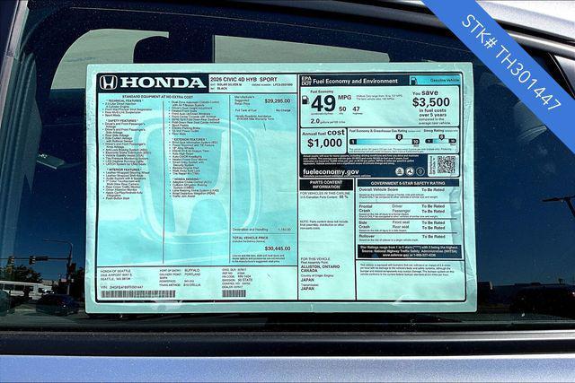 new 2026 Honda Civic Hybrid car, priced at $28,997