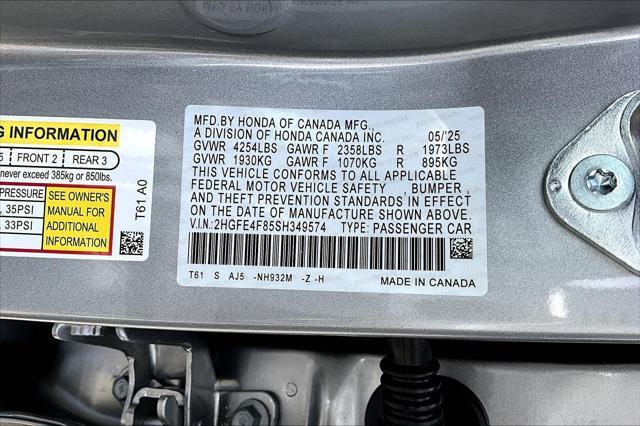 new 2025 Honda Civic Hybrid car, priced at $31,977