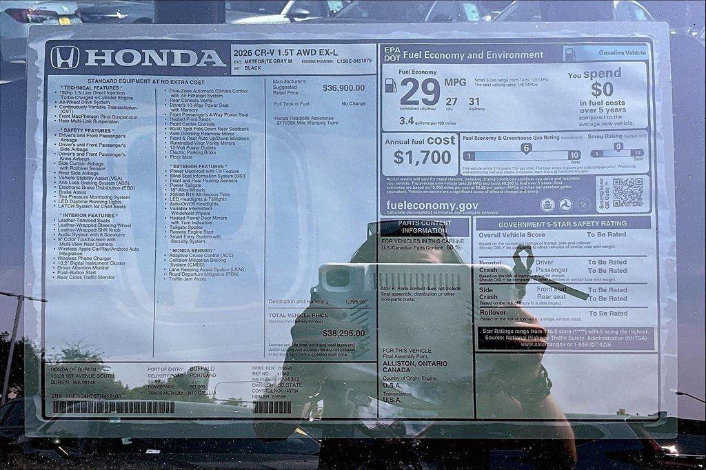 new 2026 Honda CR-V car, priced at $38,295