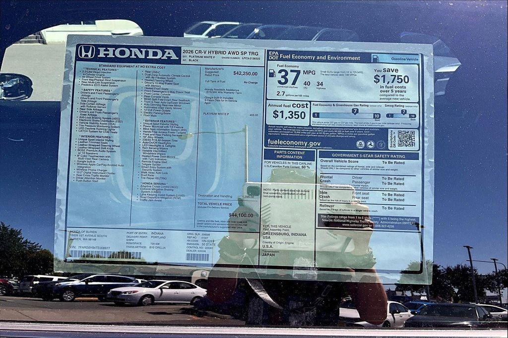 new 2026 Honda CR-V Hybrid car, priced at $44,100