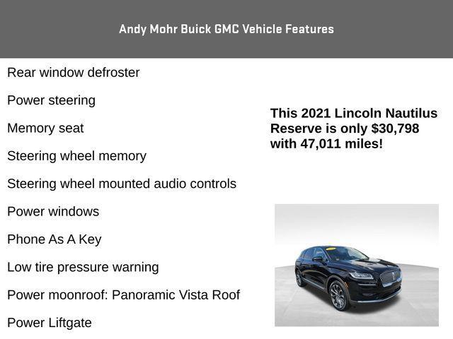 used 2021 Lincoln Nautilus car, priced at $30,798