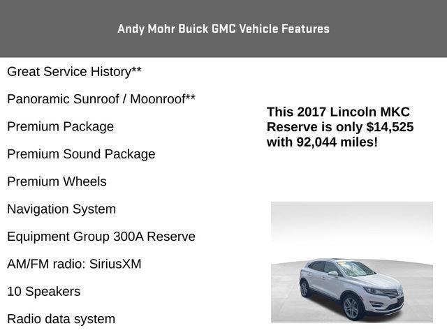 used 2017 Lincoln MKC car, priced at $14,317
