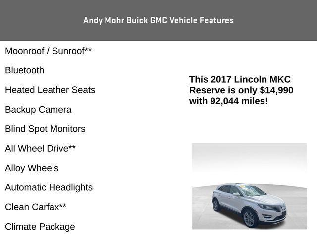 used 2017 Lincoln MKC car, priced at $14,990