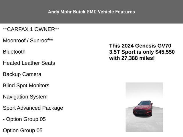 used 2024 Genesis GV70 car, priced at $46,000
