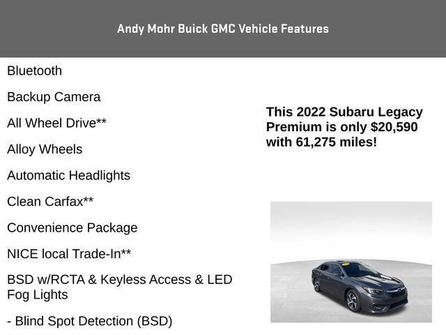 used 2022 Subaru Legacy car, priced at $20,590